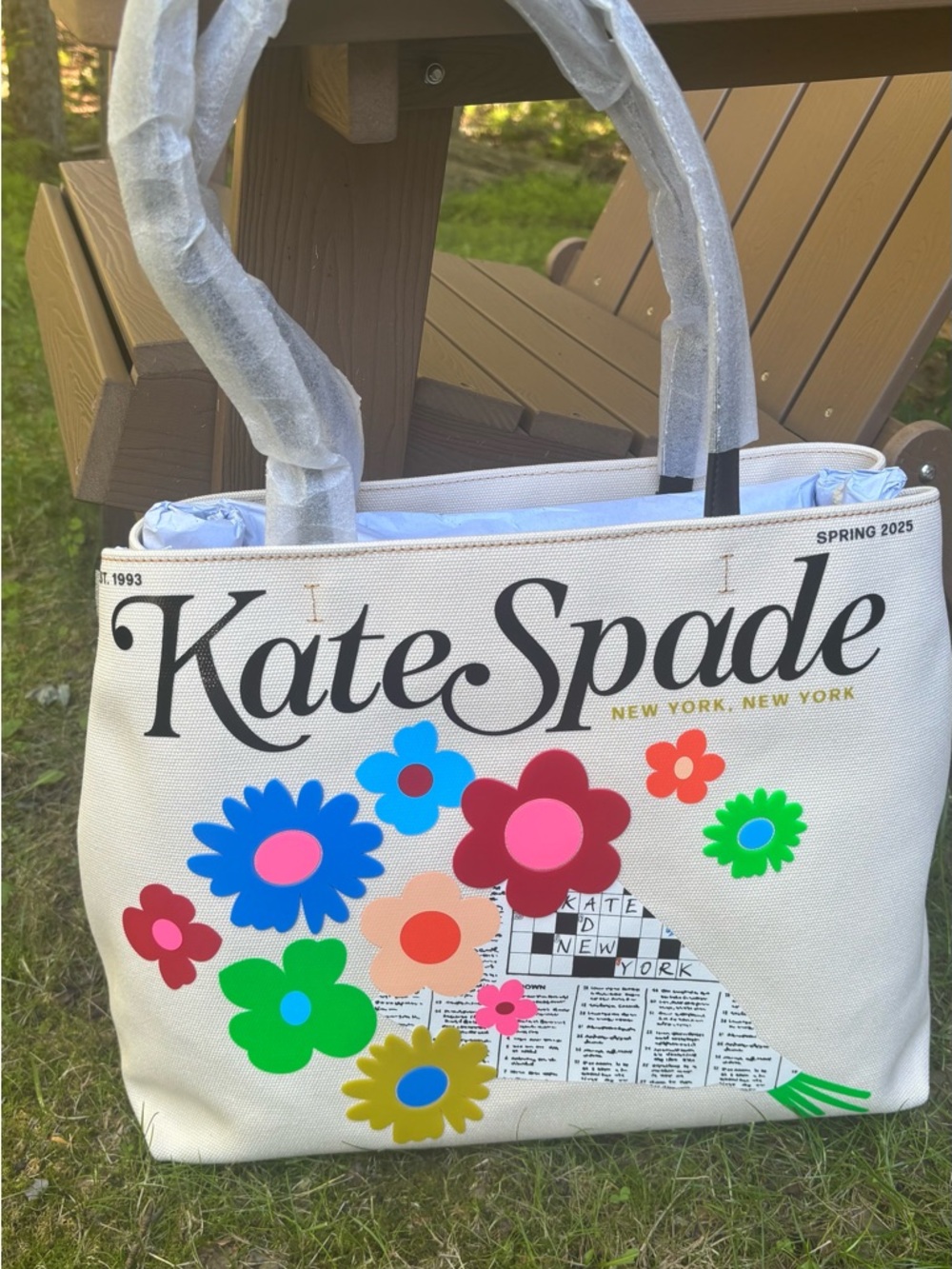 Authentic Kate Spade thick canvas/leather floral snap sides large  Tote
